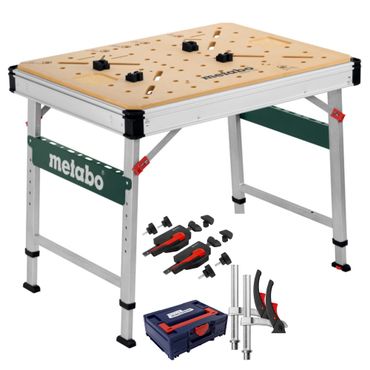 Metabo Multifunktionstisch-Set: MWB 100 + 1x WNS-Set-MFT + 1x TW20-15-8KLI-SET + EW Systainer³ M 137 blau / rot