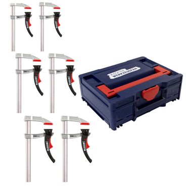 Bessey Hebelzwinge KliKlamp-Set 1: 2x KLI16 + 2x KLI20 + 2x KLI25 + EW Systainer³ M 137 blau / rot