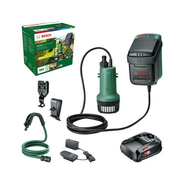 Bosch Akku-Regenwasserpumpen GardenPump 18V-2000, 1x PBA 2.5 Ah und Ladegerät