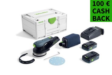 Festool Akku-Exzenterschleifer ETSC 2 125 4,0 I-Plus, 2x 4,0 Ah und Ladegerät im Systainer