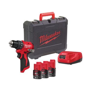 Milwaukee M12 Akku-Bohrschrauber M12 BLDDRC-203C, 3x 2,0 Ah und Ladegerät im Koffer