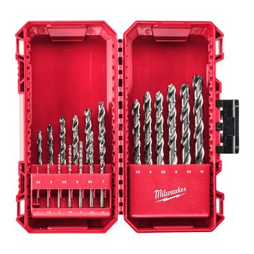 Milwaukee 19-tlg. Set in PACKOUT kompatibler Kassette HSS-G THUNDERWEB Metallbohrer DIN 338