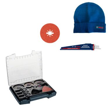 Bosch i-BOXX Pro-Set STARLOCK, RSB Säbelsägeblatt,  Prisma Ceramic X-LOCK Fiberscheibe, Beanie