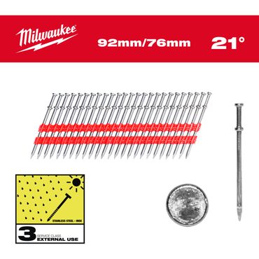 Milwaukee 76/92 mm, 21° Duplex-Nägel für M18FDN