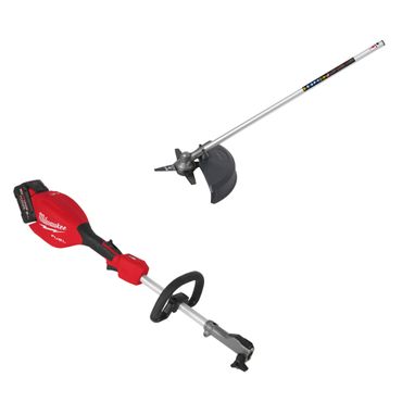 Milwaukee M18 FUEL Akku-Basiseinheit mit QUIK-LOK M18 FOPH2-802, 2x 8,0 Ah FORGE und Ladegerät + Sensen-Aufsatz + Gebläse-Aufsatz