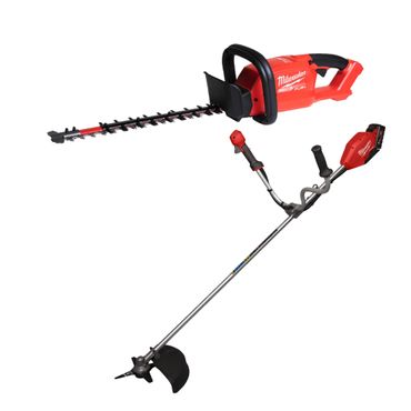 Milwaukee Akku-Freischneider FUEL M18 FBCU-802 2x 8,0 Ah Akku + Lader + Akku-Heckenschere 45 cm M18FHET45-0