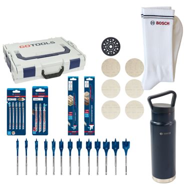 Gotools Bosch EXPERT-Set Holz & Bosch Isolierflasche & Bosch Zubehör Socken 1 Paar 