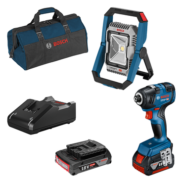 Bosch Akku-Maschinen-Set: GDR 18V-200 + GLI 18V-1900, 1x 2,0/4,0 Ah und Ladegerät in Tasche