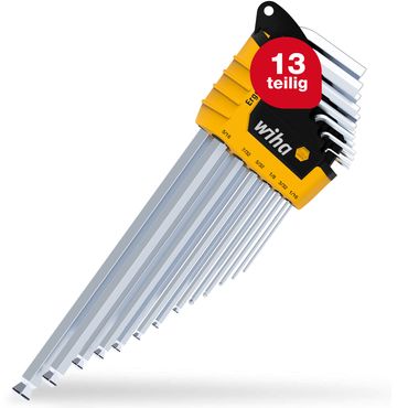WihaStiftschlüsselSetimErgoStarHalterSechskant-KugelkopfMagicRing®13-tlg.mattverchromt,Zoll-Ausführung(43852)