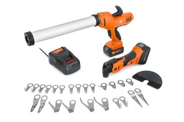 Fein Akku-Kartuschenpresse und Akku-MultiMaster AKP 18-600 AS Autoglaser-Set TOP, 2x 4,0 Ah und Ladegerät