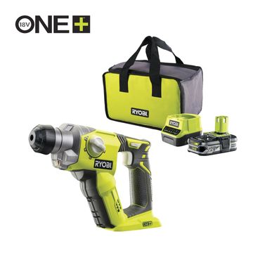 Ryobi 18 V ONE+ Akku-Bohrhammer R18SDS-125S, 1,3 J Schlagenergie, inkl. 1x 2,5 Ah Akku und 2,0 A Ladegerät