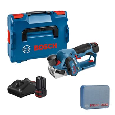 Bosch Akku-Hobel GHO 12V-20 mit 2x 3,0 Ah Akkus + Ladegerät in L-Boxx Gr. 2 & JBL Box