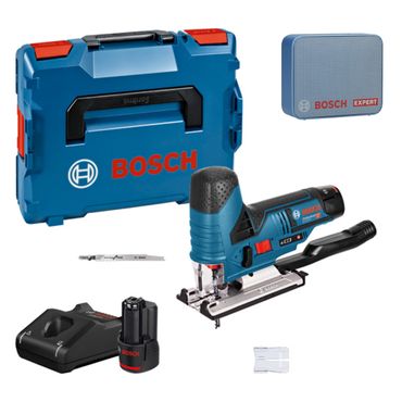 [Paket] Bosch Akku-Stichsäge GST 12V-70 mit 2x 3,0 Ah Akkus + Lader in L-BOXX 1 & JBL-Lautsprecher