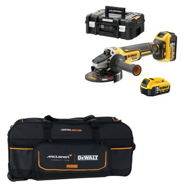 DeWALT Akku-Winkelschleifer DCG405 18V 125 mm mit 2x 5,0 Ah und Lader in TSTAK-Box & Reisetasche