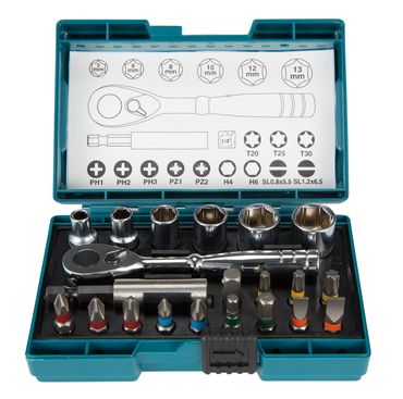 Makita Ratschen + Bit-Set 21 tlg., B-54081