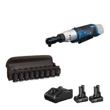 Bosch Akku-Ratschenschrauber GRC 12V-60 SN, 3/8" (2x 6.0Ah und 9-tlg. Steckschlüsselsatz) 