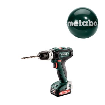 Metabo Akku-Schlagbohrschrauber PowerMaxx SB 12, 2x 2,0 Ah und Ladegerät in metaBOX 118 + Metabo aufblasbarer Wasserball