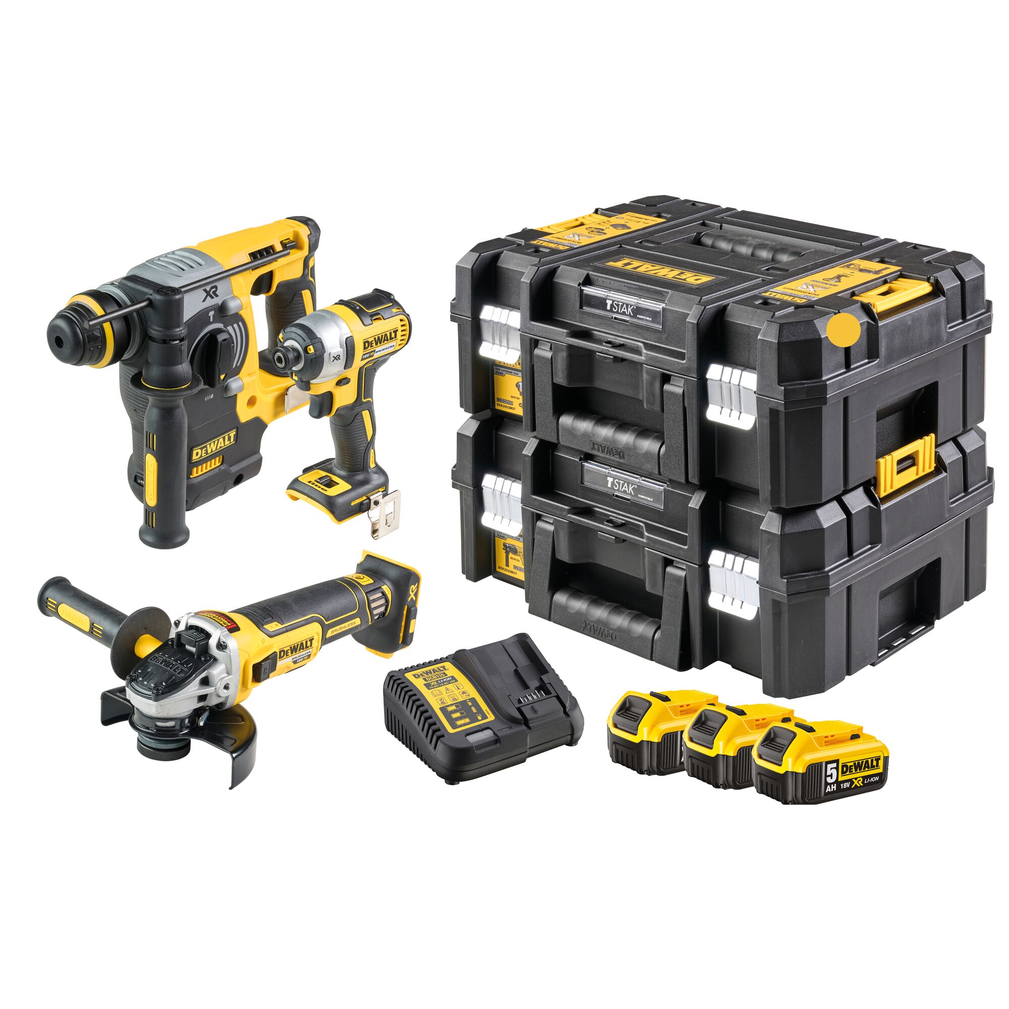 DeWALT Akku-Kombopack DCK305P3T, 18 Volt DCH273 + DCF887 + DCG405 + 3x 5,0 Ah