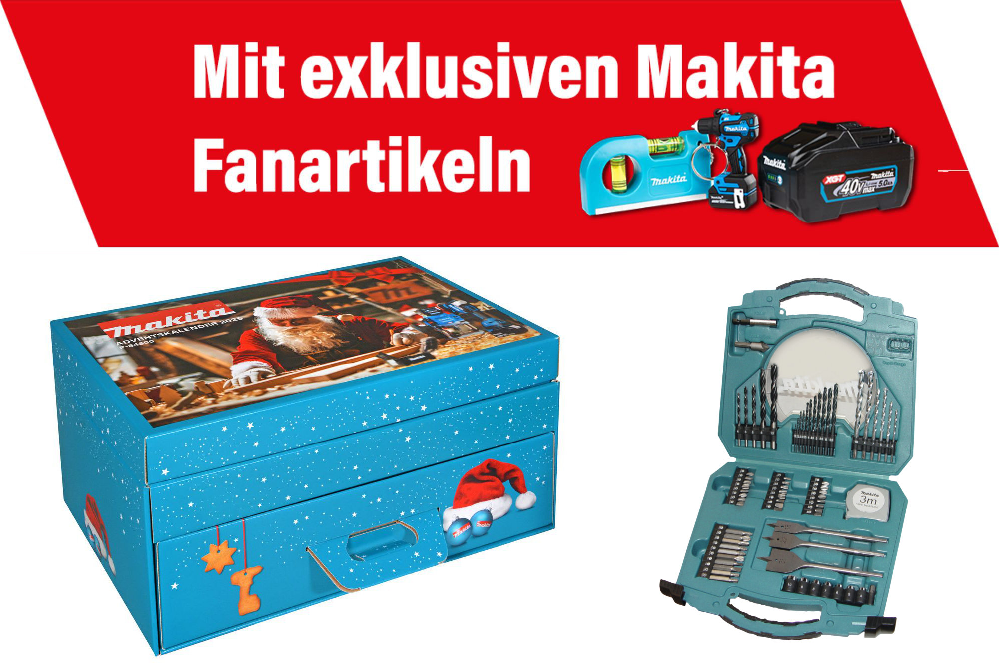 Makita Adventskalender 2025 + Makita Bohrer-Bit-Set D-47145, 71-teilig
