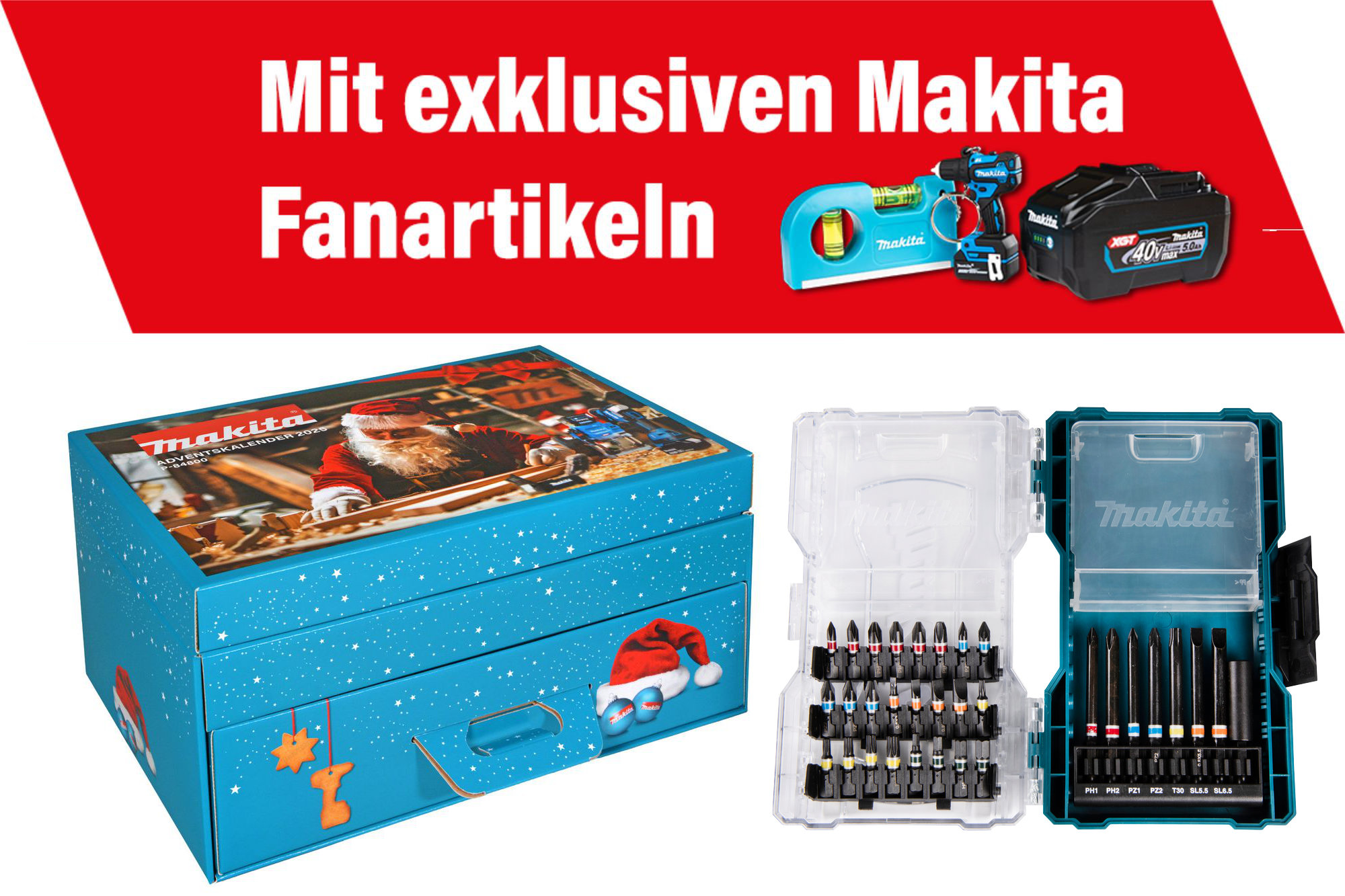 Makita Adventskalender 2025 + Makita Bit-Set 32-tlg.