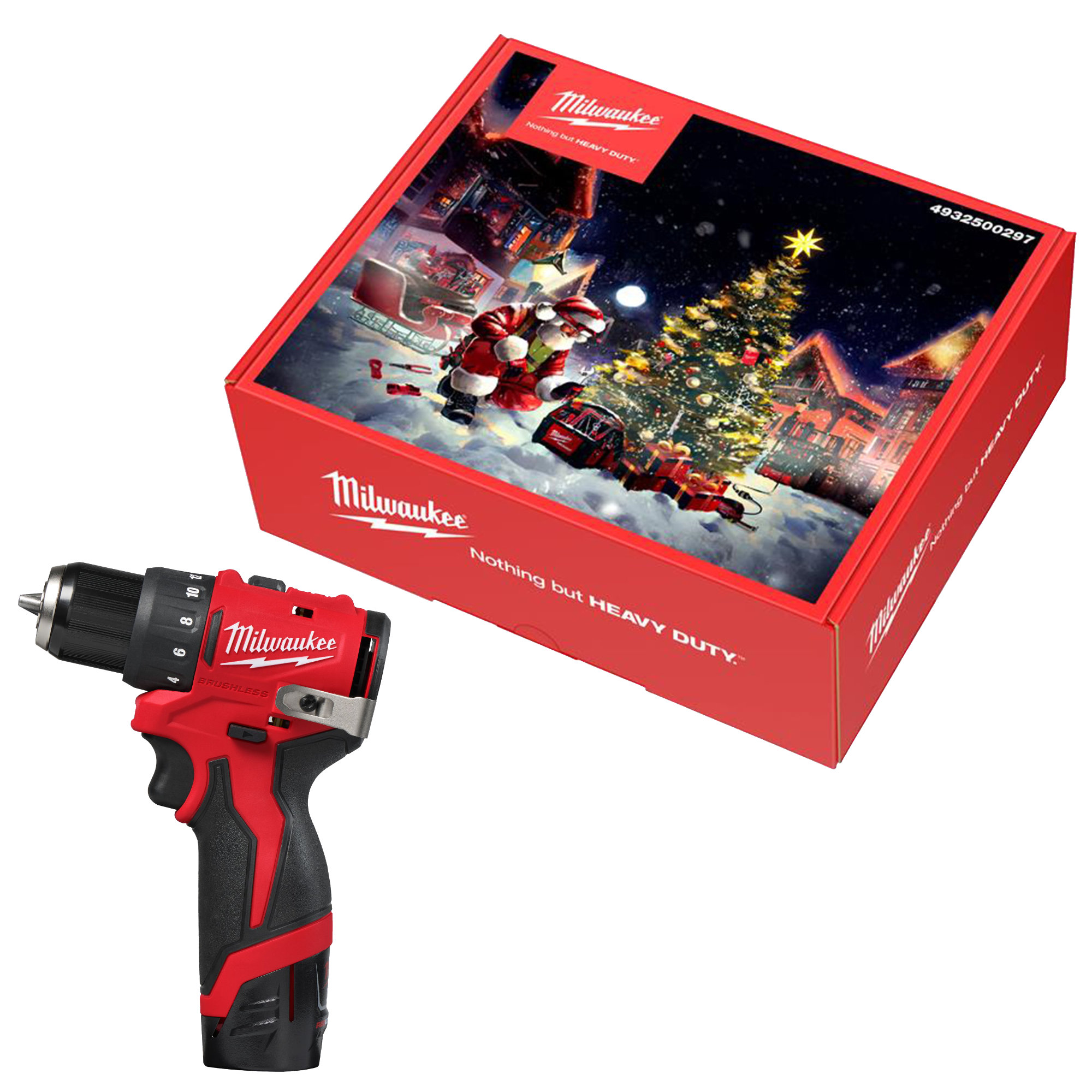 Milwaukee Weihnachtskalender 2025, 5-tlg. + Milwaukee M12 Akku-Bohrschrauber M12 BLDDRC