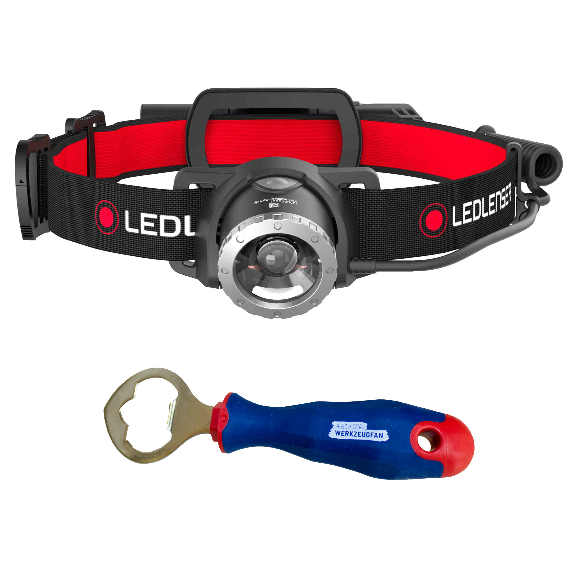 LEDLENSER Stirnlampe H8R (500853) aufladbar 600 Lumen + Echter Werkzeugfan Flaschenöffner Perfect Comfort