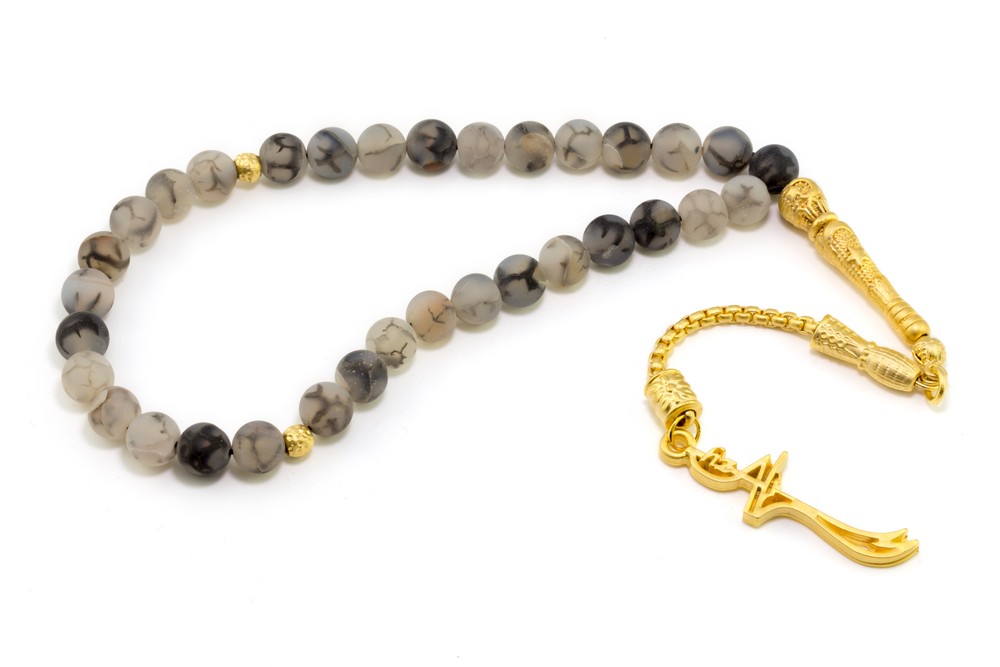 Handgemaakte tasbih 33 Kralen Natuursteen Map Jaspe – Tasbeeh 10 mm diameter van de