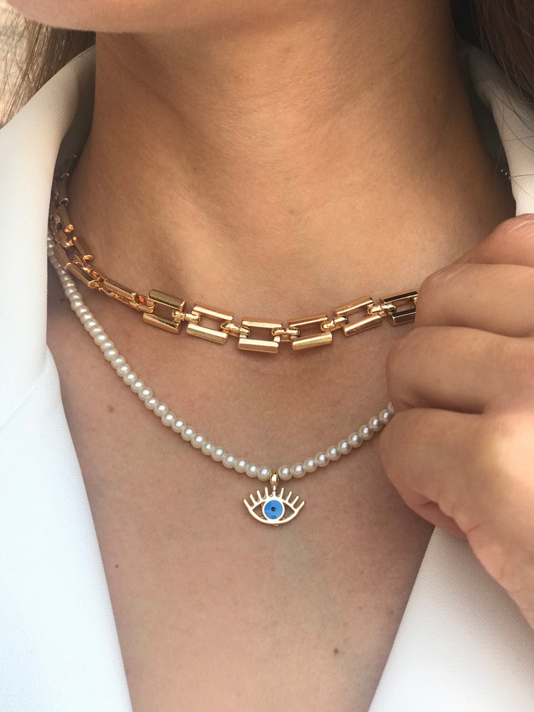 2-teiliges Damen Halsketten-Set - Schichtlook Mit Herzanhänger & Perlen