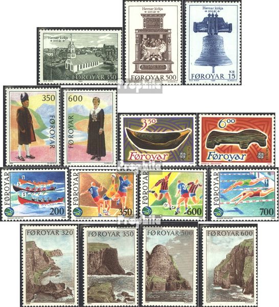 Féroé (îles) 1989 - Lot De Timbres Mi. 179-193, Oblitérés 100%, Thèmes église, NORDEN, Europe CEPT, Sport