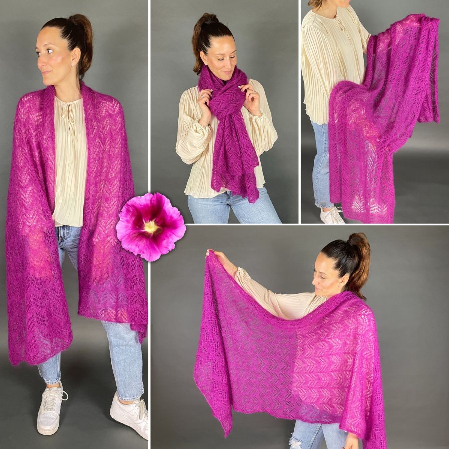 Stola in fuchsia aus Diva Kidmohair Seide.