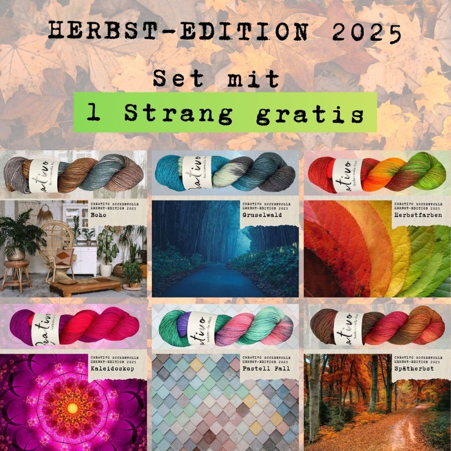 Creativo Sockenwolle Herbst-Edition in 6 verschiedenen Farbkombinationen.
