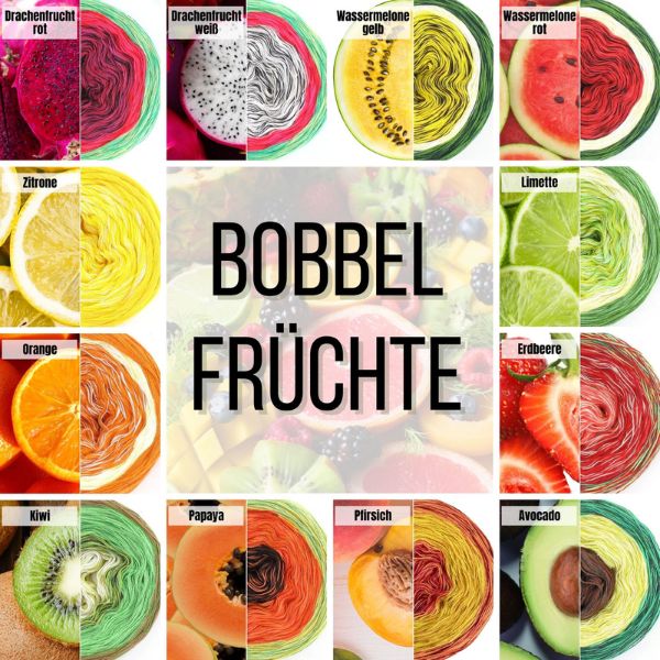 Bobbel gewickelt wir aufgeschnittene Früchte.