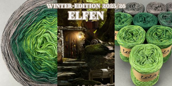 Winter-Edition 2025/26 im Verlauf Elfen in grün, tannengrün und taupe.