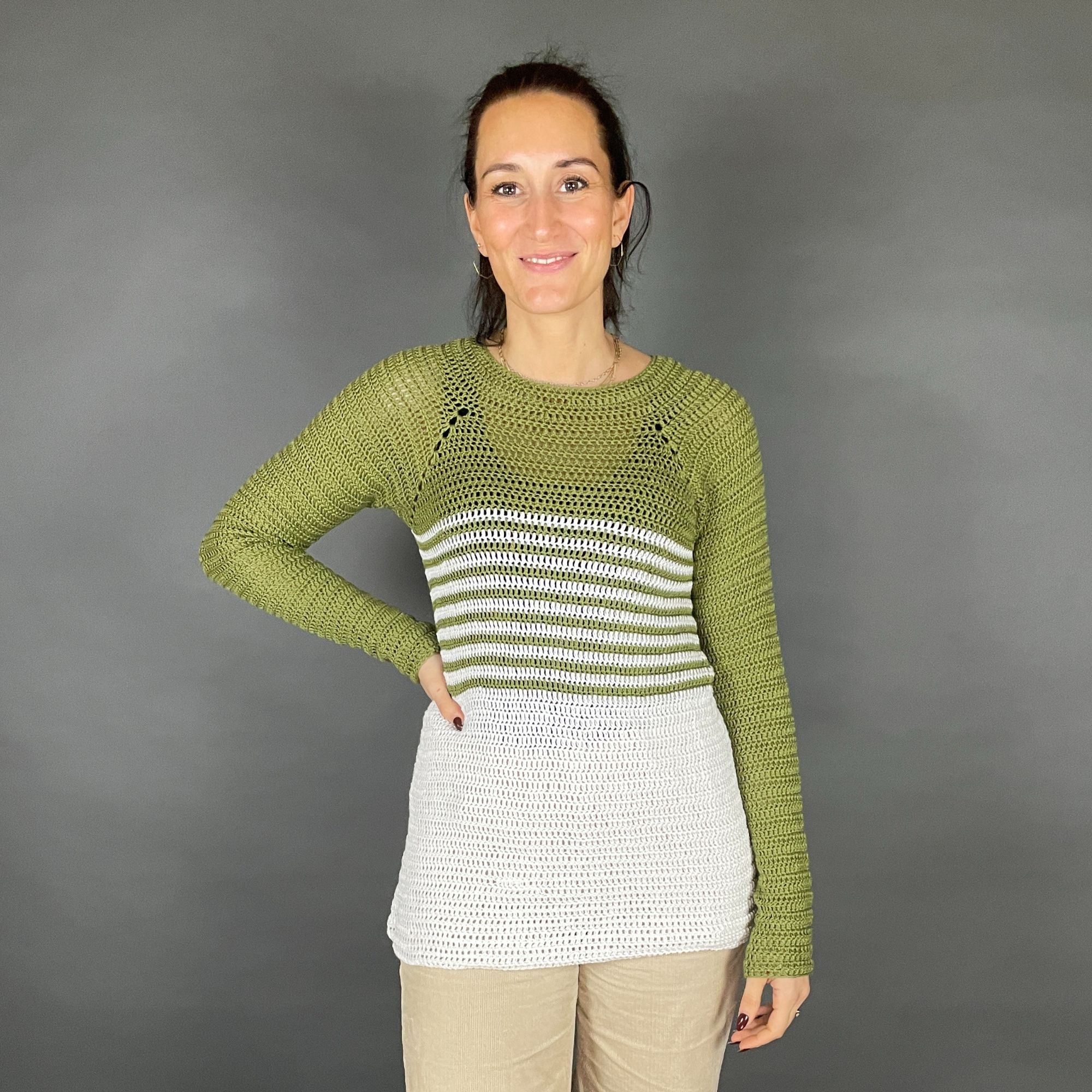 HkelSet inkl. PDF-Hkelanleitung LoLa 4fach RVO hkeln Streifensweater  Liane