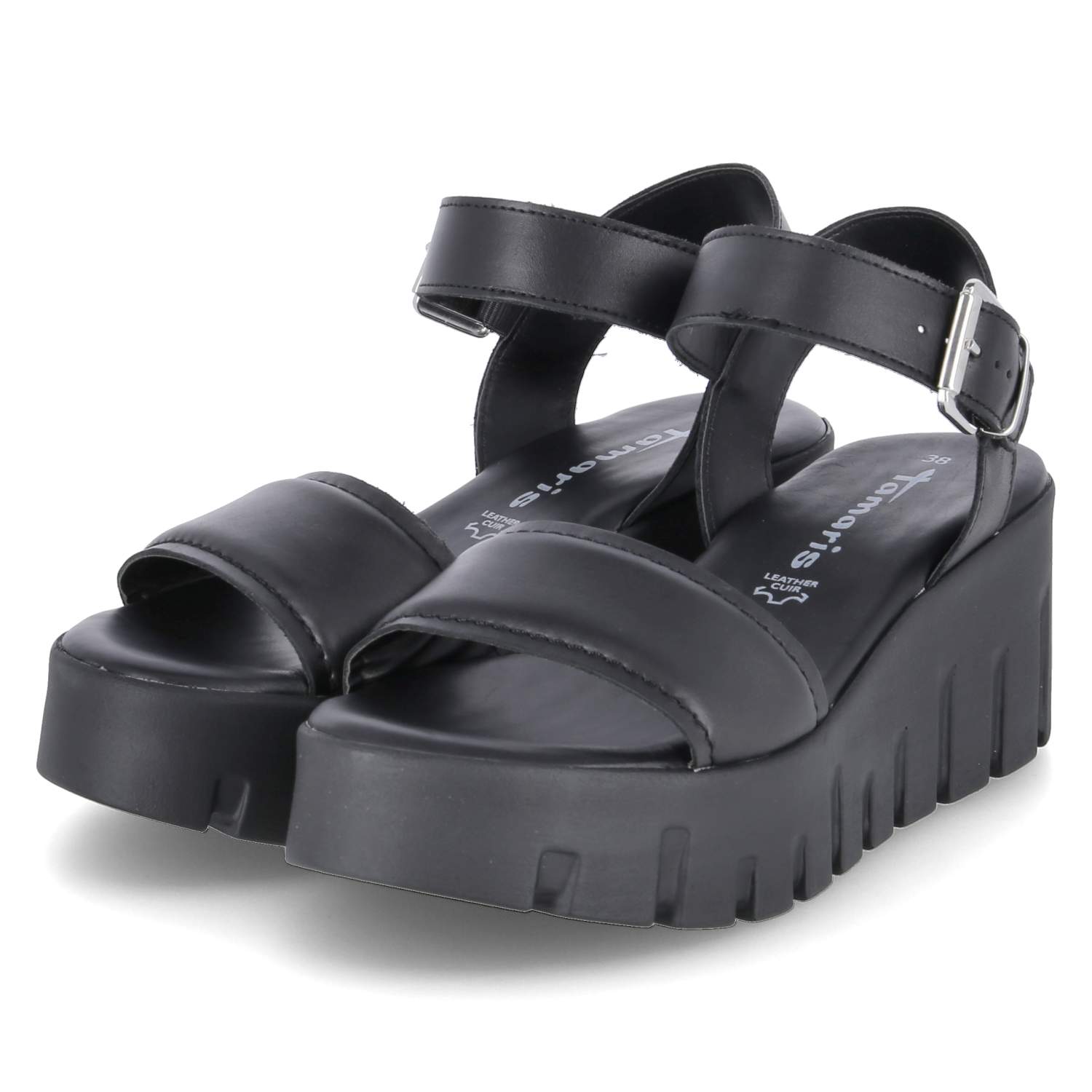 Plateau-Sandalen - black leather