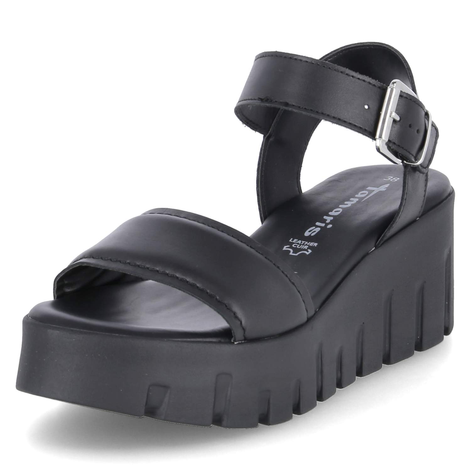 Plateau-Sandalen - black leather