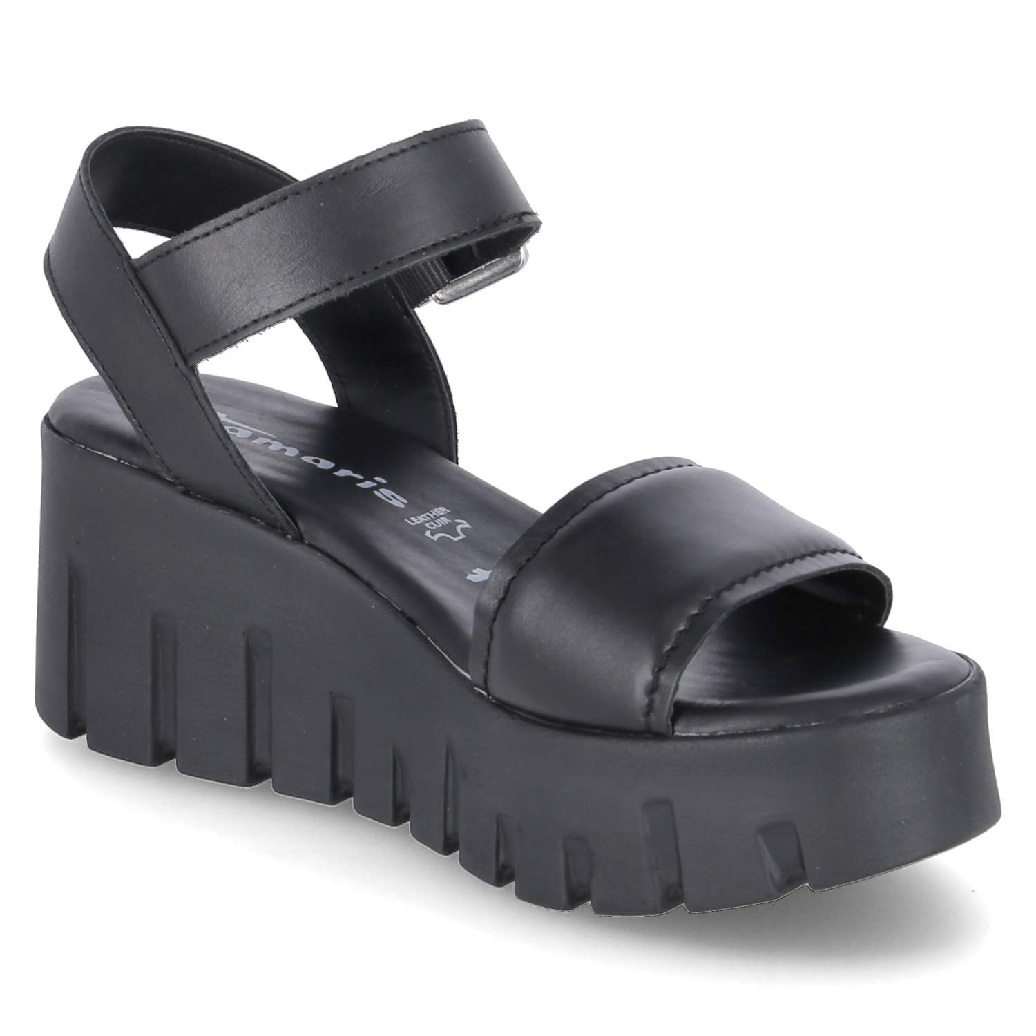 Plateau-Sandalen - black leather