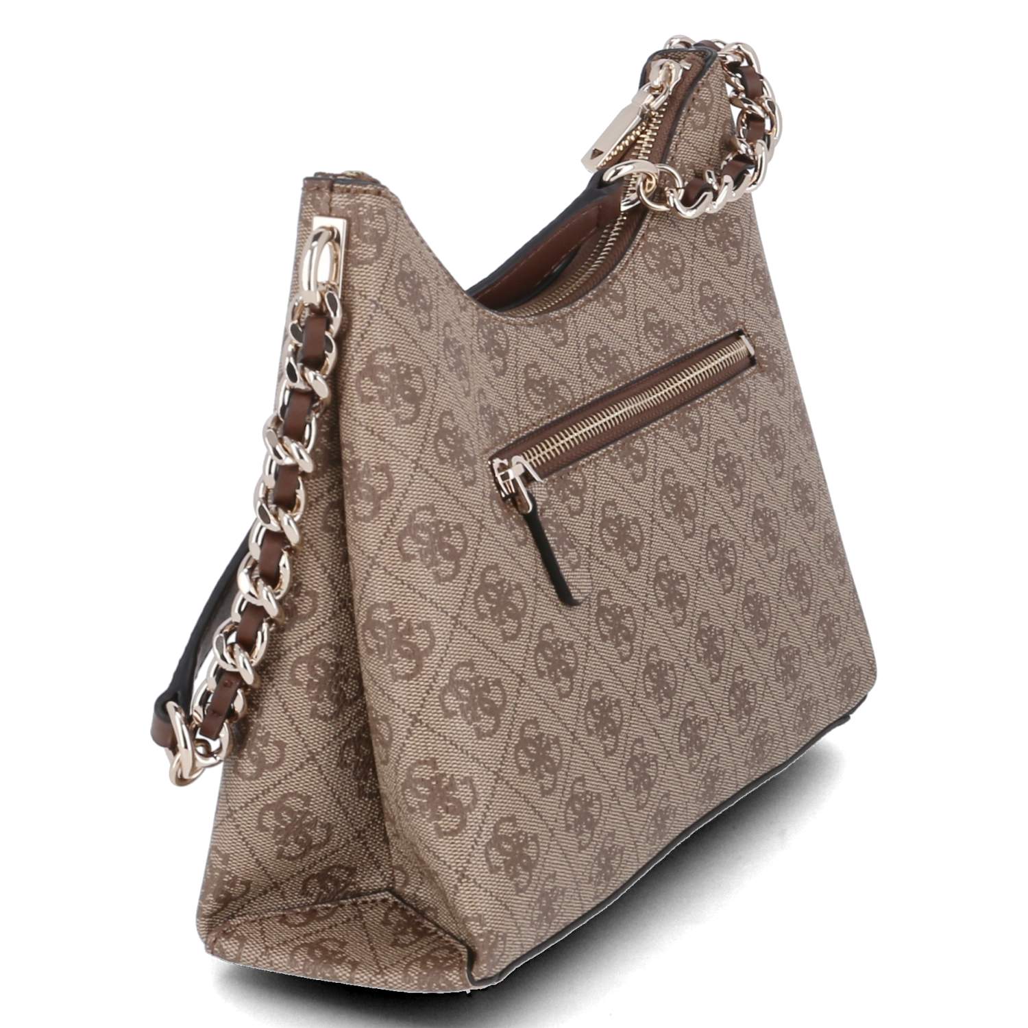 Schultertasche IZZY - latte logo/brown