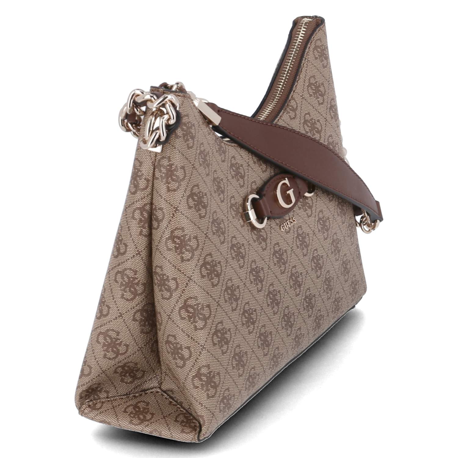 Schultertasche IZZY - latte logo/brown