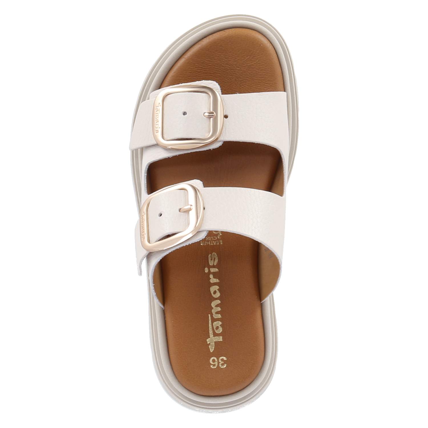 Pantoletten - ivory leather