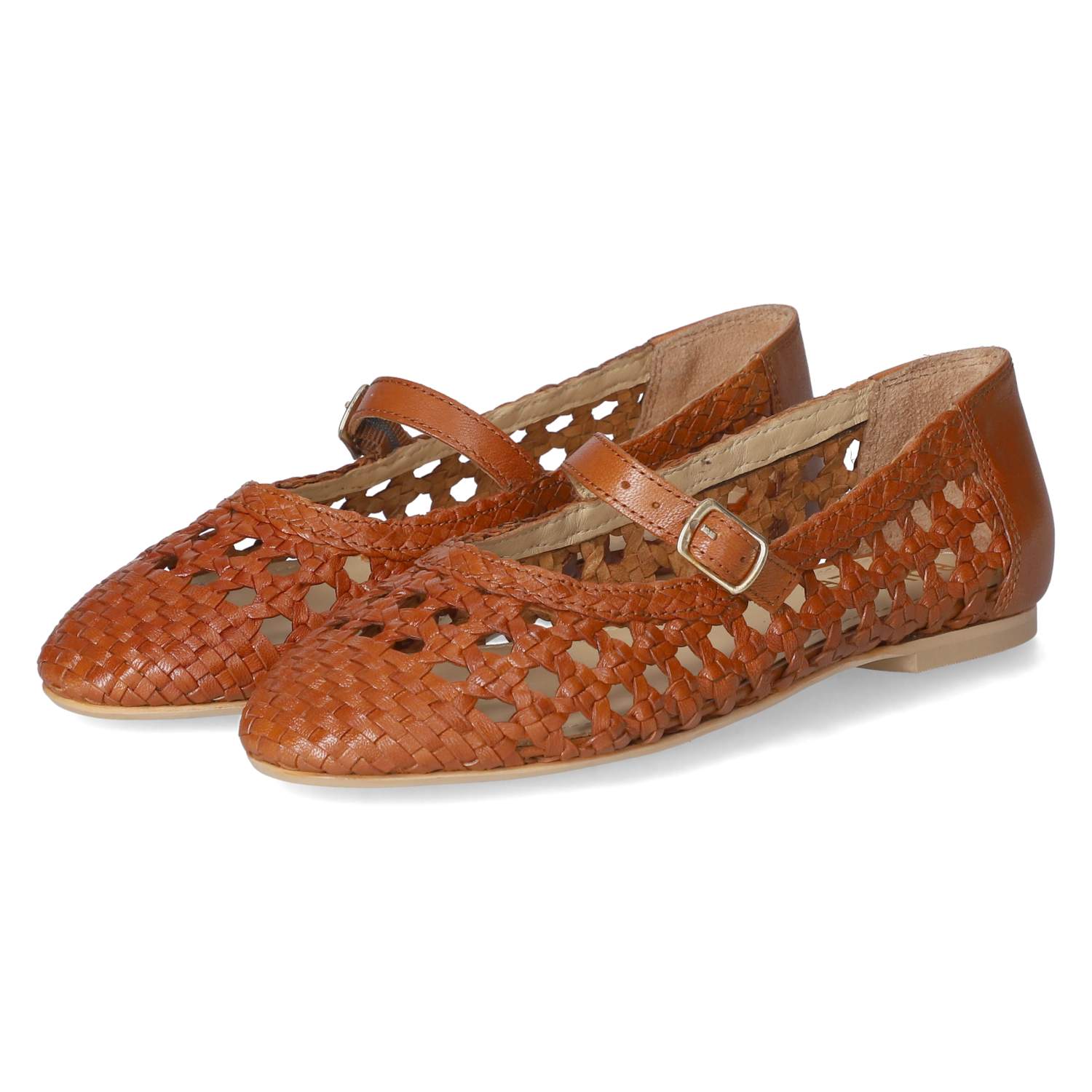 Spangenballerinas  - cognac