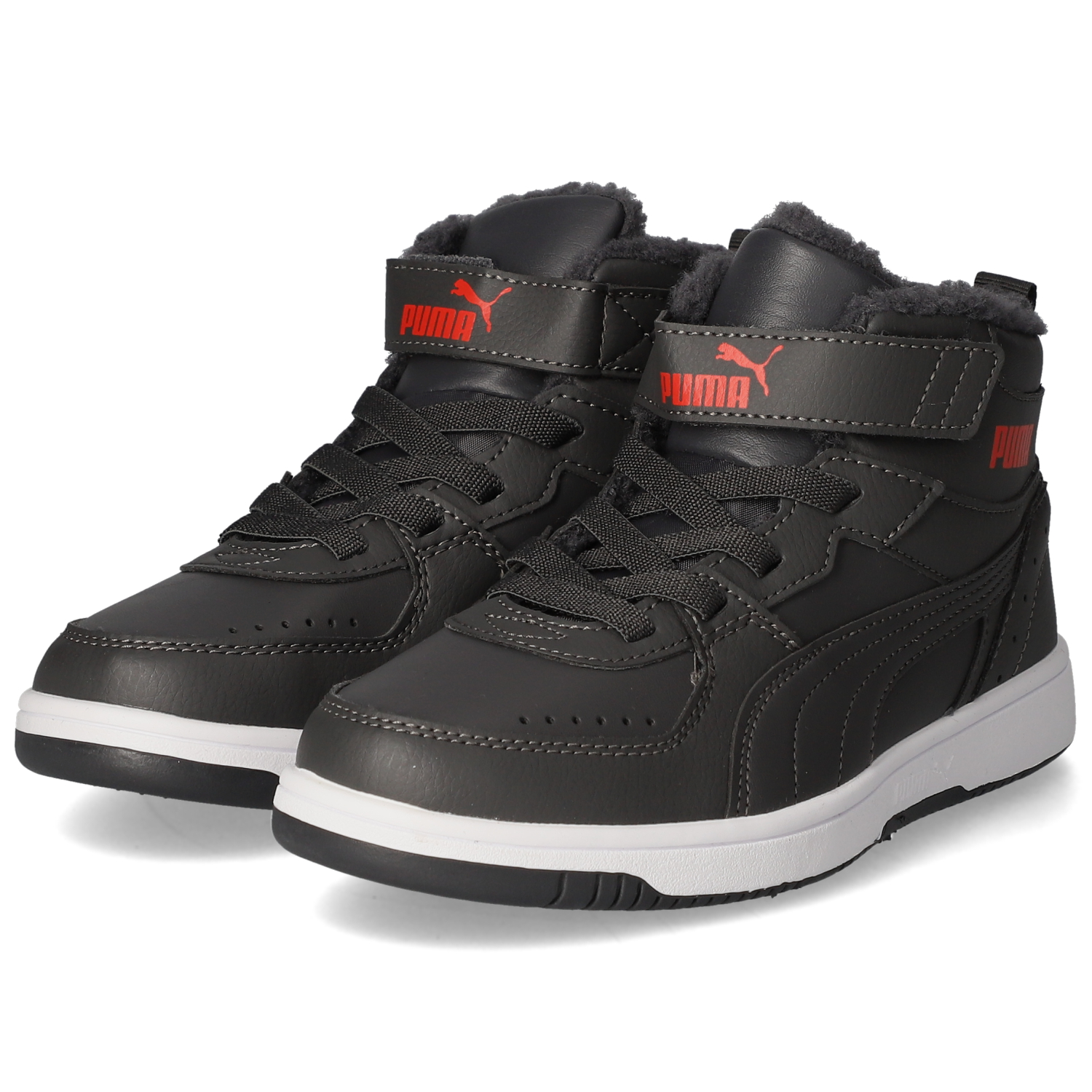 High Sneaker REBOUND JOY FUR - asphalt-high risk red