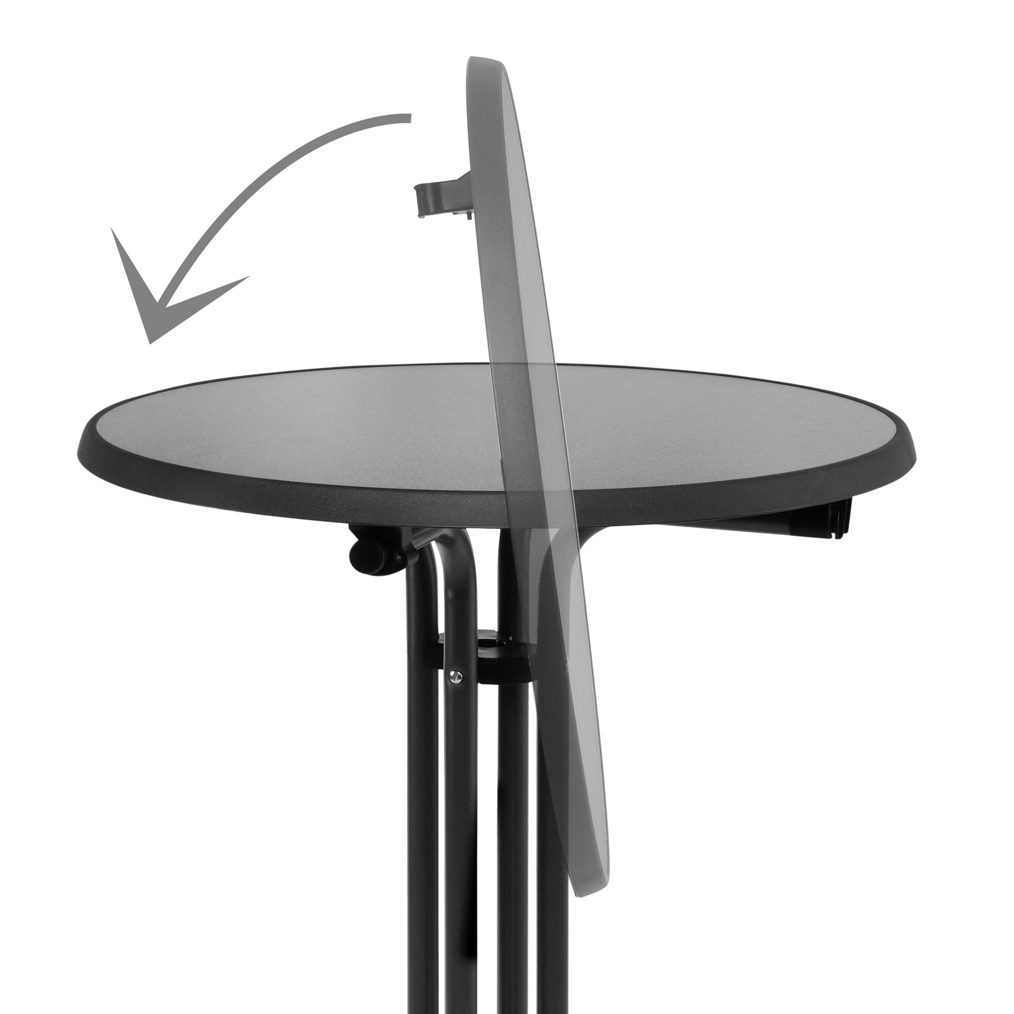 Beautissu Sylt Foldable Round Aluminium Bistro Table O 70 Cm Grey