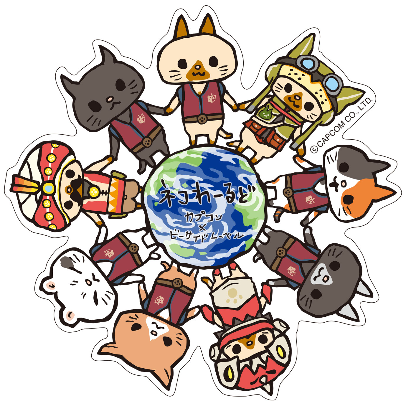 Capcom B Side Label Monster Hunter World Sticker Neko World Kujumi
