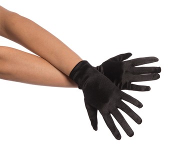 Satin-Handschuhe kurz schwarz 20 cm | Festartikel Schlaudt GmbH Koblenz |  Kostme | Deko | Stoffe