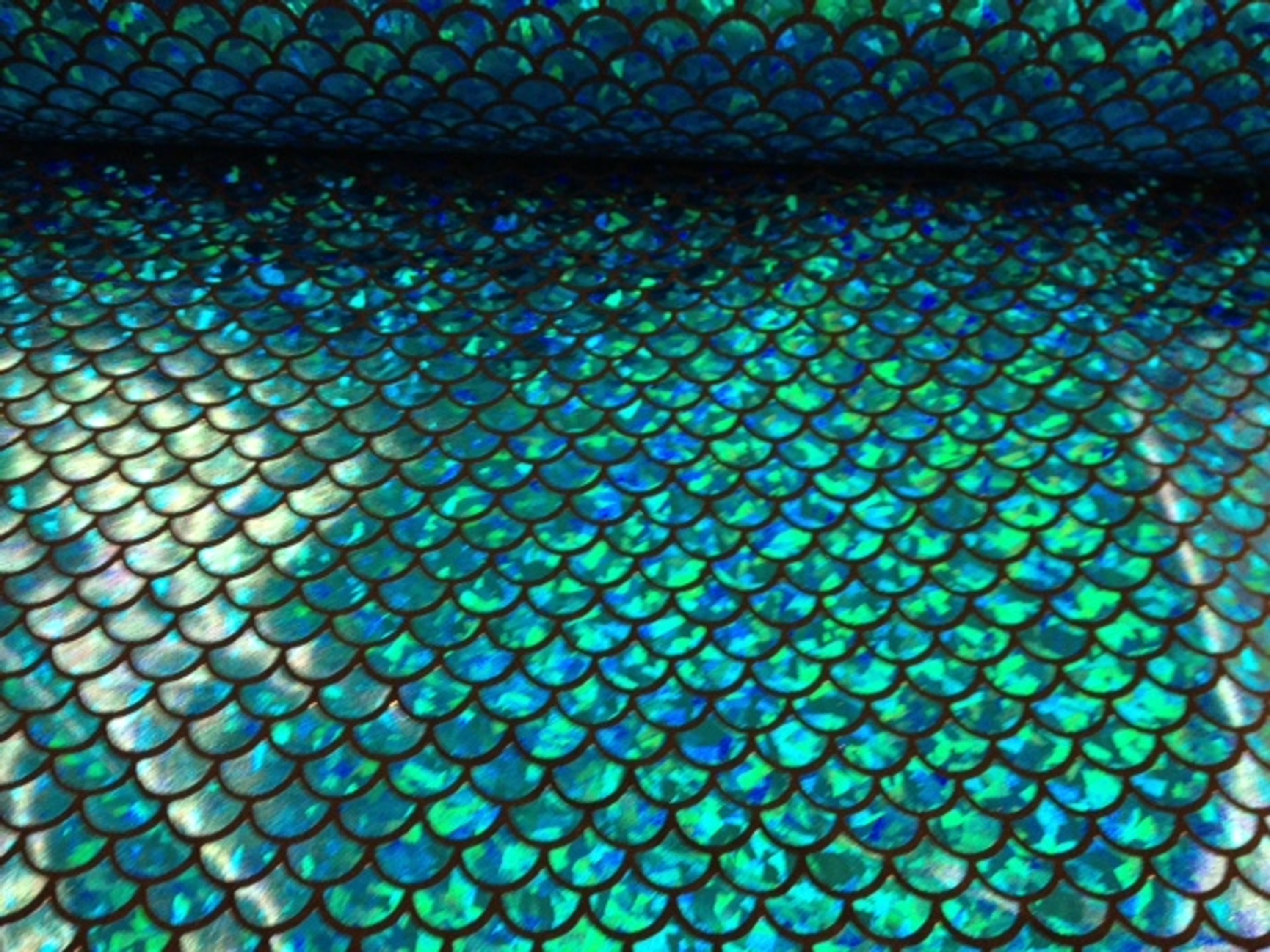Jersey-Stretch Holo-Schuppen türkis-blau bei Festartikel Schlaudt