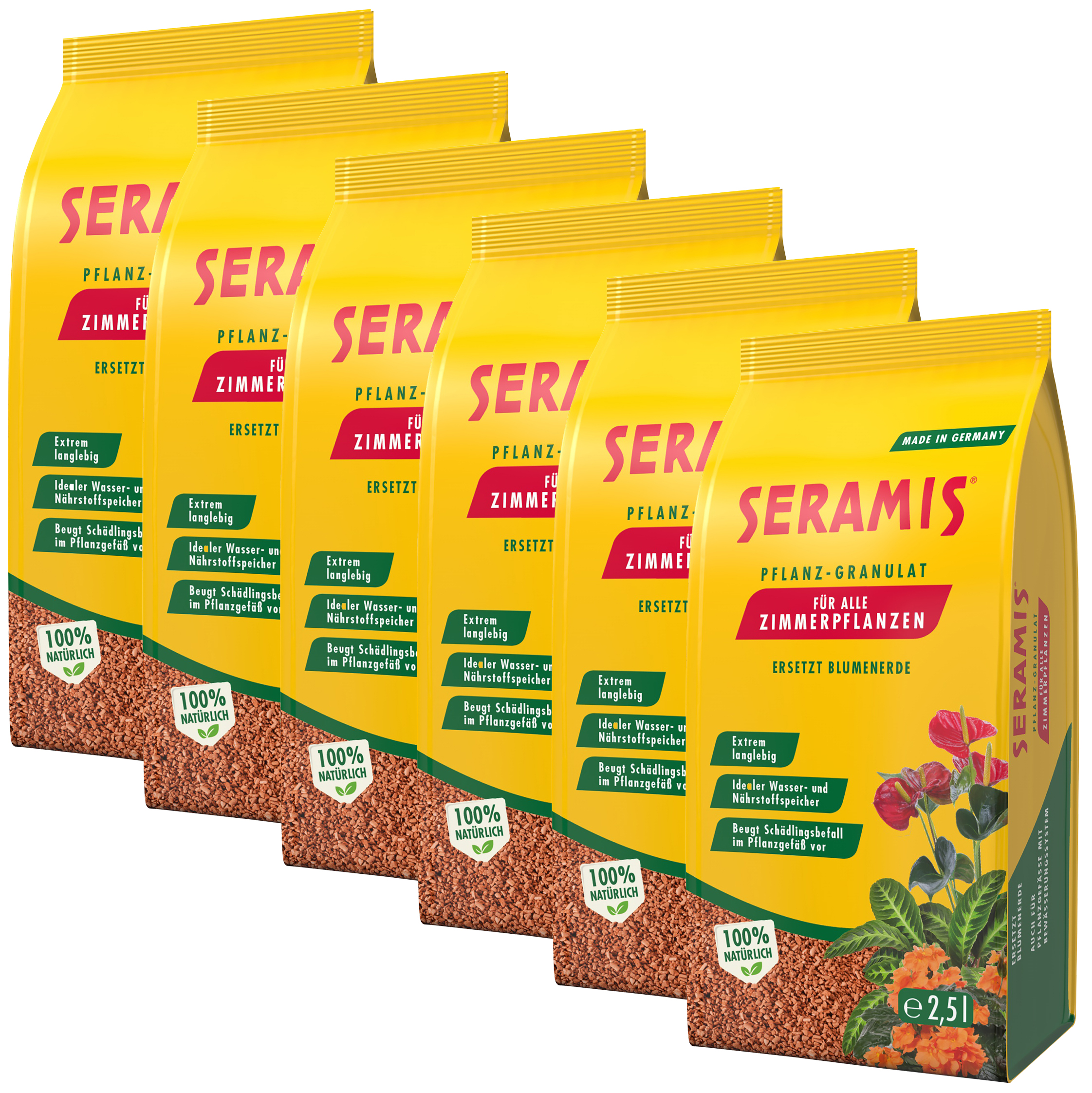 Sparset: 6 x SERAMIS Pflanz-Granulat fr Zimmerpflanzen, 2,5 Liter |  Oleandershop