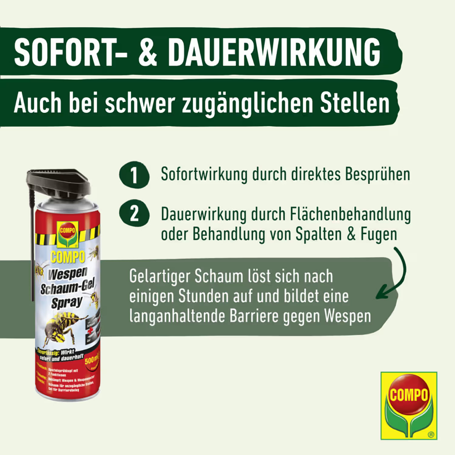 COMPO Wespen Schaum-Gel Spray N, 500 ml