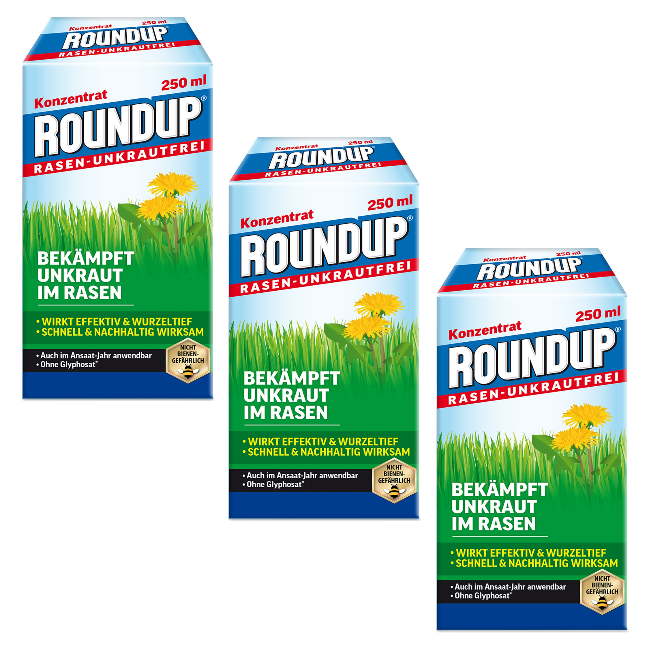 Sparset 3 X ROUNDUP Rasen Unkrautfrei 250 Ml Oleandershop
