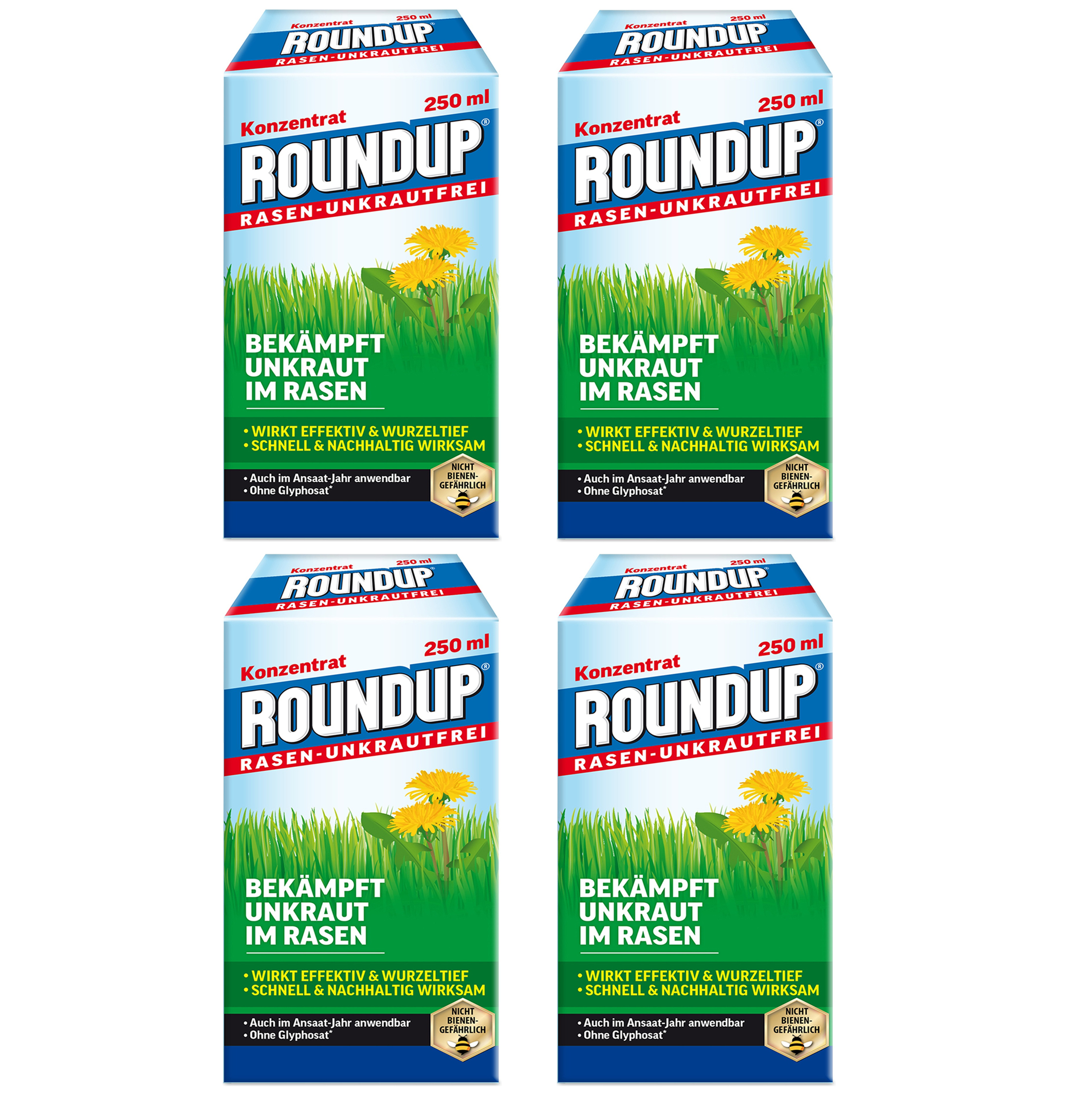 Oleanderhof Sparset 4 X ROUNDUP Rasen Unkrautfrei 250 Ml Gratis 